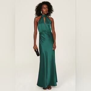RTR szM Something Navy Halter Cutout Gown emerald green long maxi silky solid